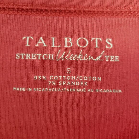 Talbots Womens Tee Size Small Stretch Weekend Tee Boat Neck Short Sleeve Salmond - Picture 7 of 8